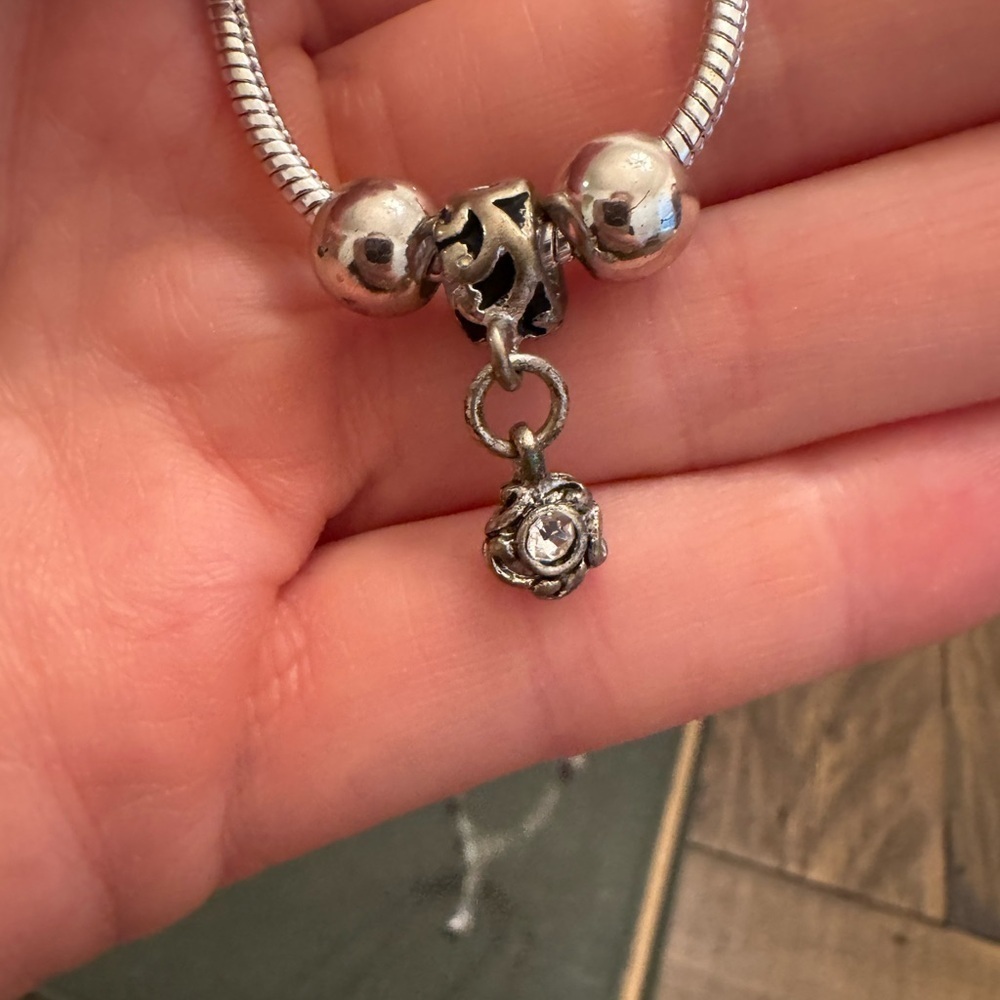 Silver Chain Necklace with 3 Charms - Picture 6 of 7